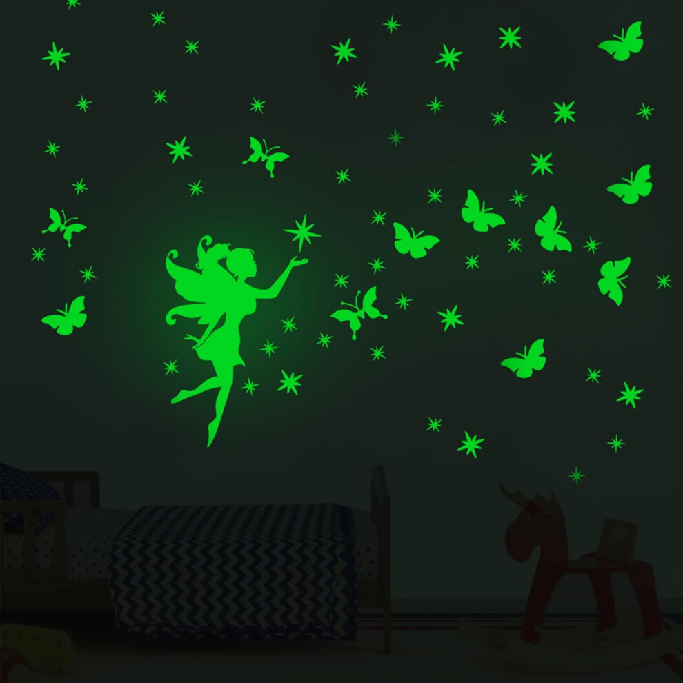 Glow In The Luminous Wall Stickers, Fairy Moon Stars Waterproof Vinyl Non-Toxic Children's Room Decoration, Reusable Durable Pvc Dark