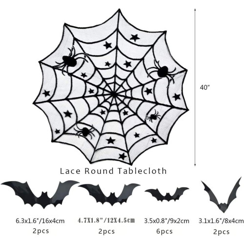 Σετ μαγεμένου Halloween, τραπεζομάντιλο για διακοσμητικά δαντέλας από ιστό αράχνης, 2