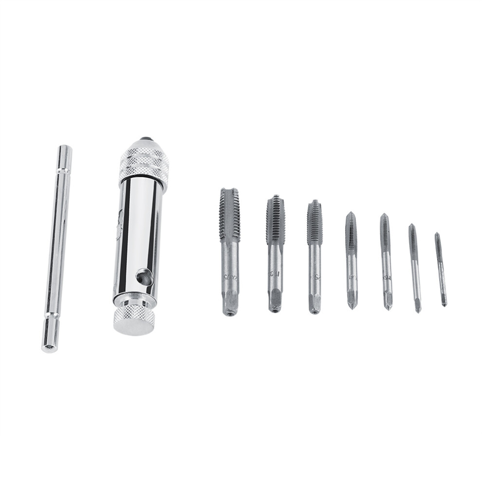 Tight Confined Spaces Tapping Tool, Chromium-Plated Finish Durability Adjustable T-Handle Ratchet Tap Wrench Suitable For M5-M12 Capacity Range 9441426786405