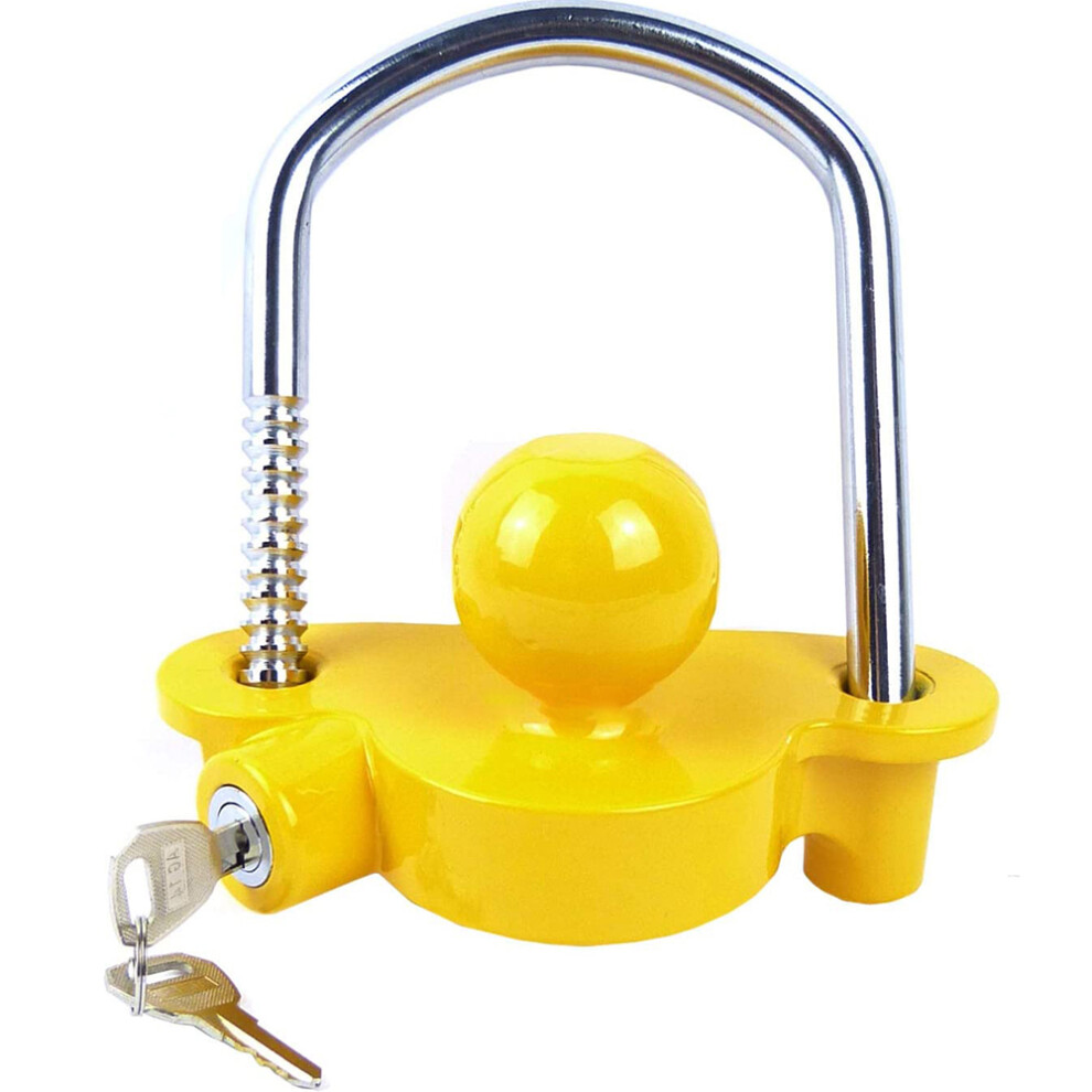 Heavy-Duty Steel Universal Coupler Lock, Bright Deterrence, Secure Fit For 50Mm Tow Balls, Anti-Theft Protection, Effortless Installation. Yellow 9128293882842