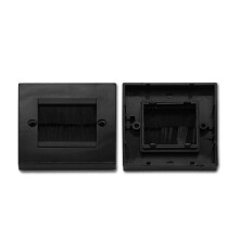 2Pcs Flush Brush Wall Plate Brush Single 1 Gang Wall Outlet Cable Entry Plate Tidy Mount Face Plate Wall Plate Black