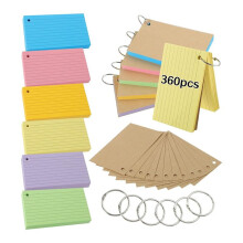 Lernkarten, 600 StüCk Mehrfarbige Karteikarten, Revisionskarten mit 6 Ringen, Karteikarten Aus Kraftpapier, Linierte Karteikarten