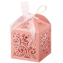 100Pcs Laser Cut Favor Boxes, 2X2InchSmall Gift Boxes for Presents, Party Wedding Favors Boxes with Ribbon,