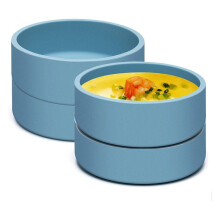 Siliconen Luchtfriteuse Eierpan, Herbruikbare Sous Egg Bite Maker Luchtfriteuse Eivorm Individuele Magnetron Eierkoker Blauw 4 Stuks