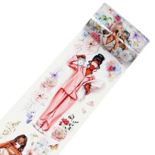 Bloom &  Wide PET Tape, Single Roll, Original-Designs, Flower Girls Decorative, Characters Figures, Clear Adhesive