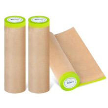Pre-Taped Masking Paper for Painting, 18 Inchx50 Feet Paint Masking Paper, Tape and Drape Painters Paper, (3 Rolls)