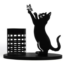 Cat Pencil Holder for Desk Organizer Pen Holder for Bedroom/Office, Metal Cut Home Decor for Table Centerpiece A