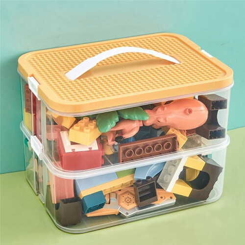 B Building Blocks Toys Storage Box for Lids Brick Shaped Plastic Kids Bin Containers Sundries Stackable Organizer 1