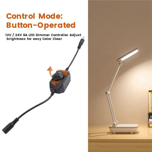 12V / 24V 6A LED Dimmer Controller Adjust brightness for easy Color Clear, Black 2