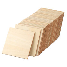 Piezas de Madera Sin Terminar 50 Piezas 4 Pulgadas Cuadradas de Madera en  Rebanadas Naturales Recortes para Manualidades Bricolaje Pintura