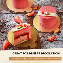 Round Golden Cardboard Cake Base, Mousse Cake Plate, 100 Pieces Cake Paper Plate Round Cardboard Base Dessert Plate