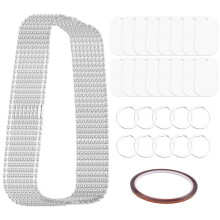 44Pcs Sublimation Stamping Blank Aluminum Dog Tags, with Chain Necklace Chain Key Rings Heat Tape for Pet ID, Pendant
