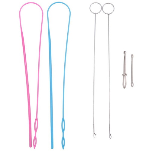 6 Pieces Sewing Loop Kit, Loop Turner Hook Flexible Drawstring Threader Metal Tweezers Long Loop Turner Tool with