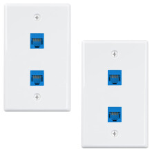 2-Packungen 2 Anschlüsse Ethernet Wand Platte, RJ45 Cat6 Buchse auf Buchse, Inline Koppler Frontplatten, 2-Anschlüsse