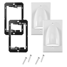 Single Gang Bundled Cable Wall Plate 1-Gang Recessed Low Voltage Cable Plate with Mounting Bracket (2-Pack, White)