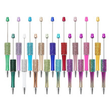 18Pcs Diamond Beadable Pen 18 Colors Plastic Bead Ballpoint Pen Multicolor Retractable Writing Pens Beaded Crafting Pens