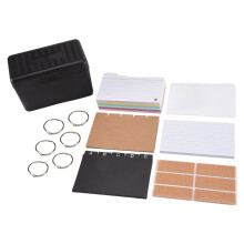 Karteikartenhalter-Set, Karteibox mit 230 Verschiedenen Karteikarten, Bunt Liniert, 6 Ringen und Aufklebern, Perfekt für die Schule
