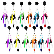 72 Pcs Badge Reel Pen Retractable Shuttle-Pens Set with Highlighter Permanent Pen LED Flashlight