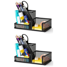 Stiftehalter aus Netzstoff, Schreibtisch-Organizer, Bleistifthalter, 3 Fächer, metall-Organizer für Bürobedarf für Schule, Zuhause, Büro