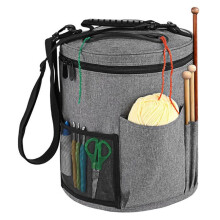 Yarn Storage Bag with Side Pockets & Zippered Lid 11x13in Yarn Organizer with Handle & Shoulder Strap Crochet Storage C