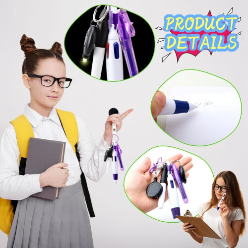 72 Pcs Badge Reel Pen Retractable Shuttle-Pens Set with  Highlighter Permanent  Pen LED Flashlight 1