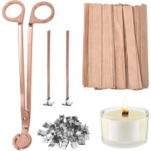 100 PCS Thickened Wood Wicks for Candles Making with Wick Trimmer, Naturally Smokeless Candle Wicks for Long Lasting A