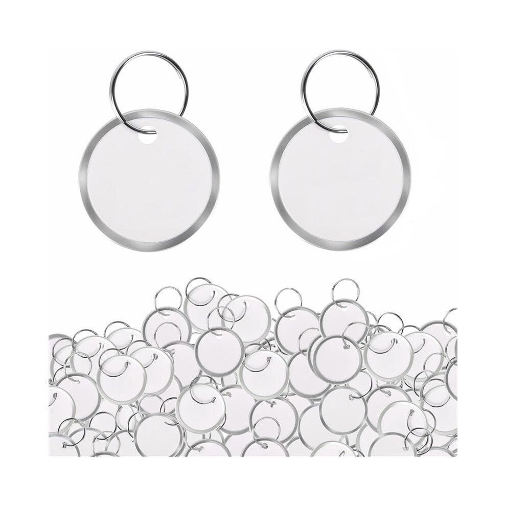 180Pcs Metal Rim Key Tags, 1.22 Inch Round Paper-Key Chain Tag With Split Rings Writable Blank-Paper For Keys,Luggage 4712880234555
