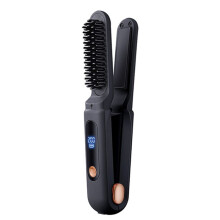 2 in 1 Digital Straightening Comb 3 Temperature Adjustables Hair Flat Iron for Women Female Black