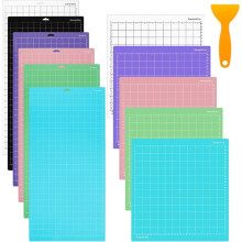 11Pcs Cutting Mat Set, Waterproof Multicolor  Mat, Adhesive  Cutting Mats with Scraper for Arts & Crafts