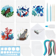 20 Conjuntos de Kits para Fazer Cartões Comemorativos com Tema de Animais Marinhos, 5 Estilos de Golfinhos, Peixes, Tartarugas Marinhas, Kit de