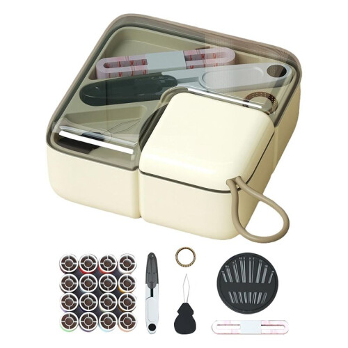 16 Spool Sewing Kit Storage Box Needle & Thread Organizer with Comprehensive Sewing Tools for Beginners, Home, Travel