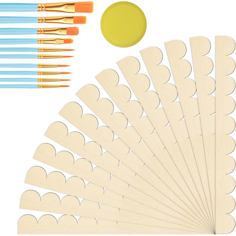 13+11P Unfinished Scalloped Decorative Wood Trim Kit, For Diy Scallop Moulding For Window, Door, Shelf 6032294862877