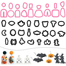 41Pcs Halloween Polymer Clay Earring Cutters,Fall Pumpkin Polymer Clay Cutters for Jewelry,Toys,Cookie Cutter DIY Making