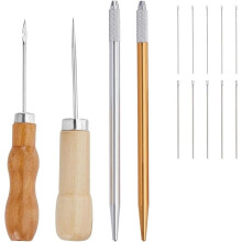 2 Colors 304 Stainless Steel Hair Rooting Tool with Awl Pricker-Sewing Tool and Ventilating Needles,Doll Hair Making Kit