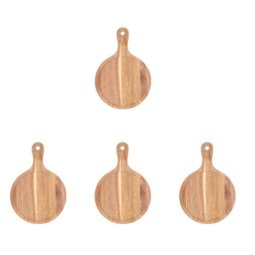 4Stk - Und Pizzateller Holz Rund Mit Glatter Oberfläche 1