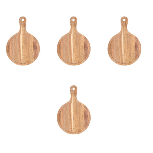 4Stk - Und Pizzateller Holz Rund Mit Glatter Oberfläche 2