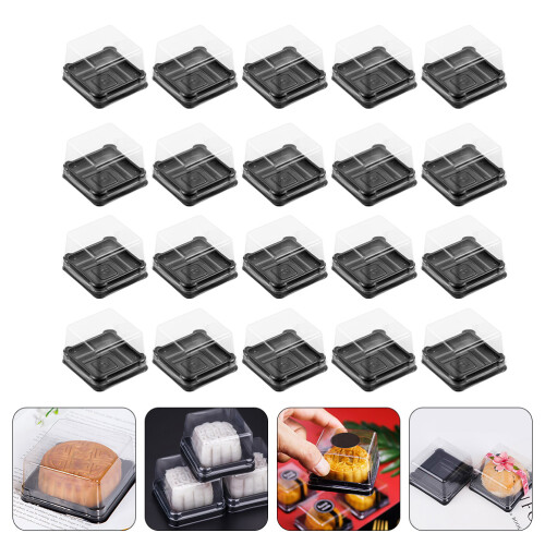 150Pcs Pet Moon Cake Holder Dessert Wrapping Boxes Black Reusable 2