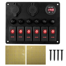 Universal Car RV 6 Schalter Panel 12/24V Wippschalter Panel Voltmeter USB Ladegerät Leistungsschalter Tester Licht Toggle B