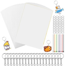 150PCS Shrinky Plastic Sheets Kit, Shrink Paper Keychain Kit for Kids Marking, DIY Ornaments or