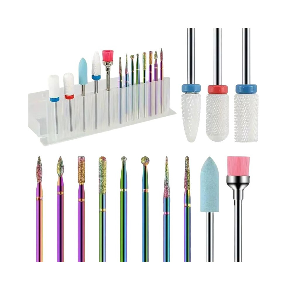 Istovo New 13Pcs Professional Ceramic Nail Drill Bit Set Electric Manicure Nail File Bit For Acrylic Gel Nails And Cuticles