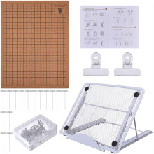 Conjunto de Tábuas de Macramê de 12x16 Polegadas com Alfinetes, Clipes e Suporte de Metal Ajustável, Tábua de Madeira para Projetos de Tranças de
