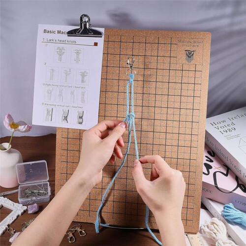 Placa de Macramê de 12x16 Polegadas e 100 Pinos com Suporte Ajustável, Suprimentos para Ferramentas de Tecelagem para Pulseira de Cordão Trançado 1