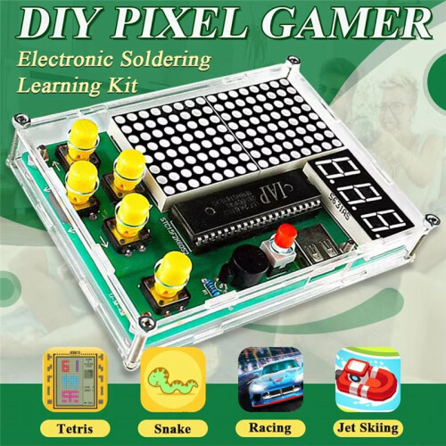 DIY Pixel Game Maker Kit Electronics DIY Soldering Project Practice Solder Learning Assembly with Shell Race Car Games 1
