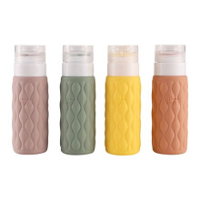 4Pcs 100ml Silicone Travel Bottles Set for Toiletries Leak Squeezable for Cosmetic Shampoo Cream Conditioner Lotion Soap
