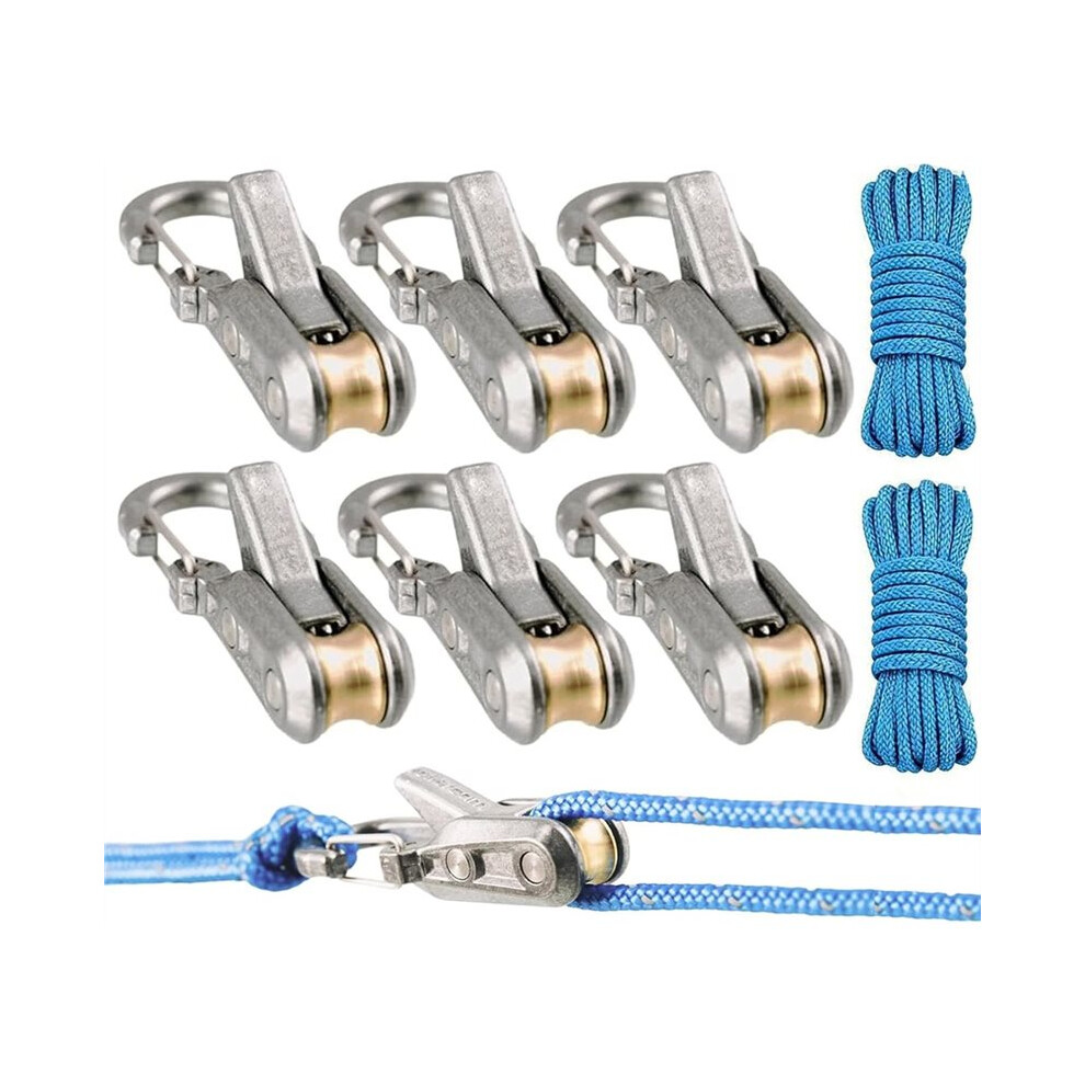 Istovo 6-Pack Rope Tensioner Paracord Adjusters - Knot-Free Locking Tie-Down Tool With Roller,Adjust Buckle For Camping,Boating