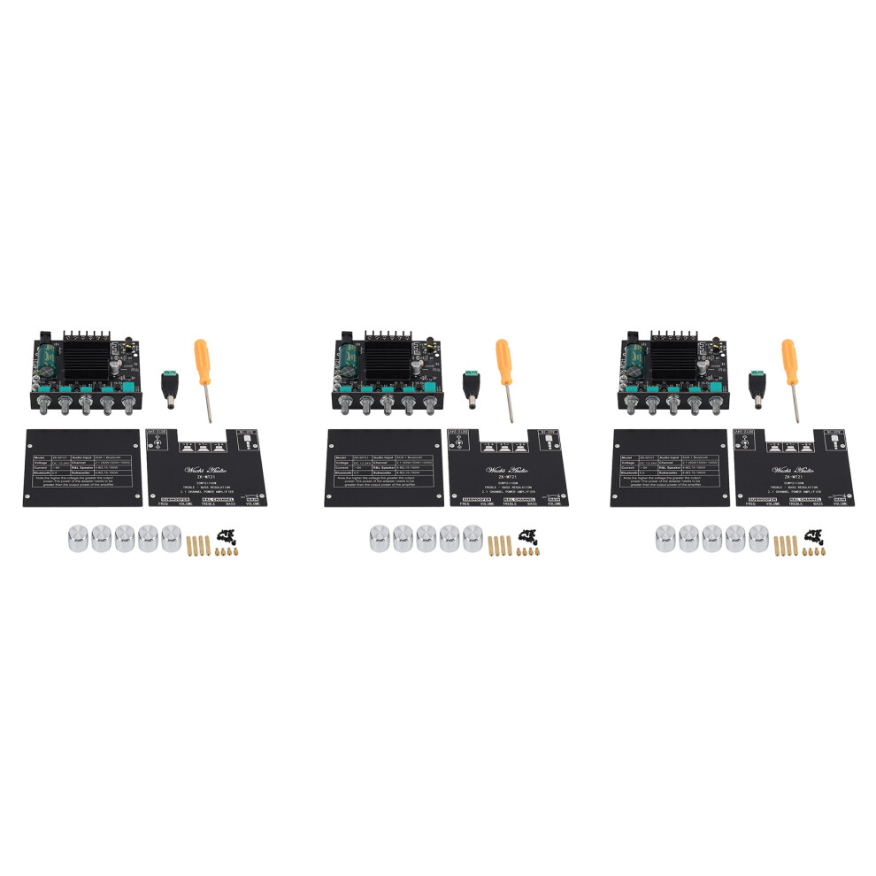 3X Zk-Mt21 2.1 Channel 5.0 Subwoofer Amplifier Board 50Wx2+100W Power Audio Stereo Amplifier Board Black 6033211725824