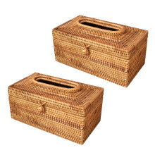 2X Papier Regal Rattan Tissue Box Elegante Dekoration Hand Gemachte Desktop Tissue Container