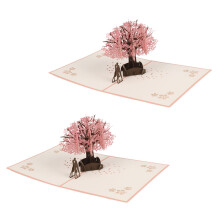 2X Handmade   Romantic Birthday, Anniversary, Dating Card  Blossom Tree with Couples
