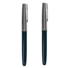 2X 616 Fountain Pen Silber Kapuzen Nib Gruen Kleine Weinlese Fuellfederhalter
