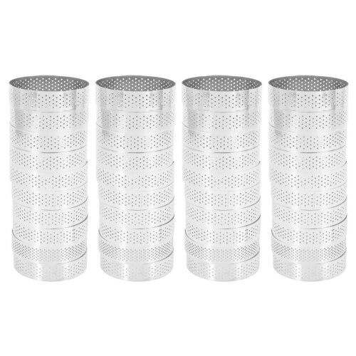 40 Pcs Circular Stainless Steel Tart Ring Tower Pie Cake Mould Baking Tools Perforated Cake Mousse Ring,8cm